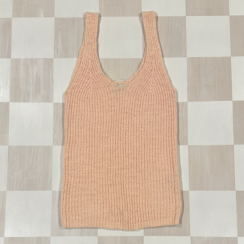 madewell light peach pink sweater knit tank top